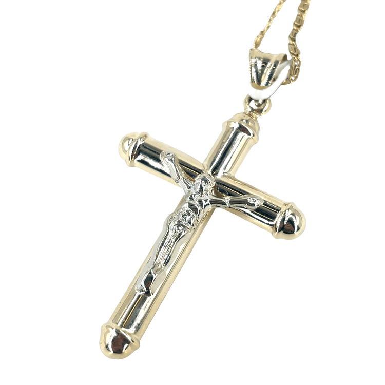 Women’s 9ct Yellow Gold Hollow Cross with Crucifix Detail - Hyman’s Jewellers