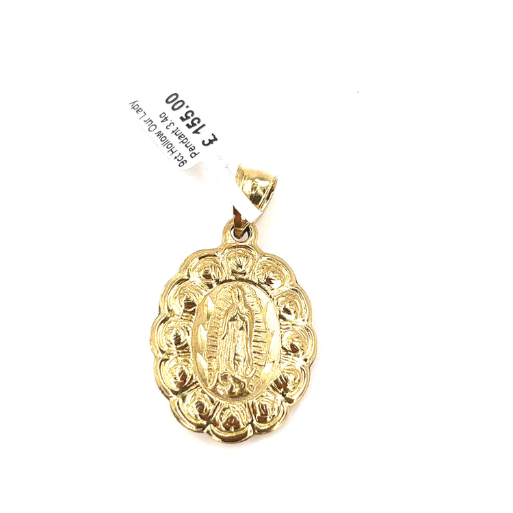 Women’s 9ct Yellow Gold Hollow Madonna Pendant - Hyman’s Jewellers