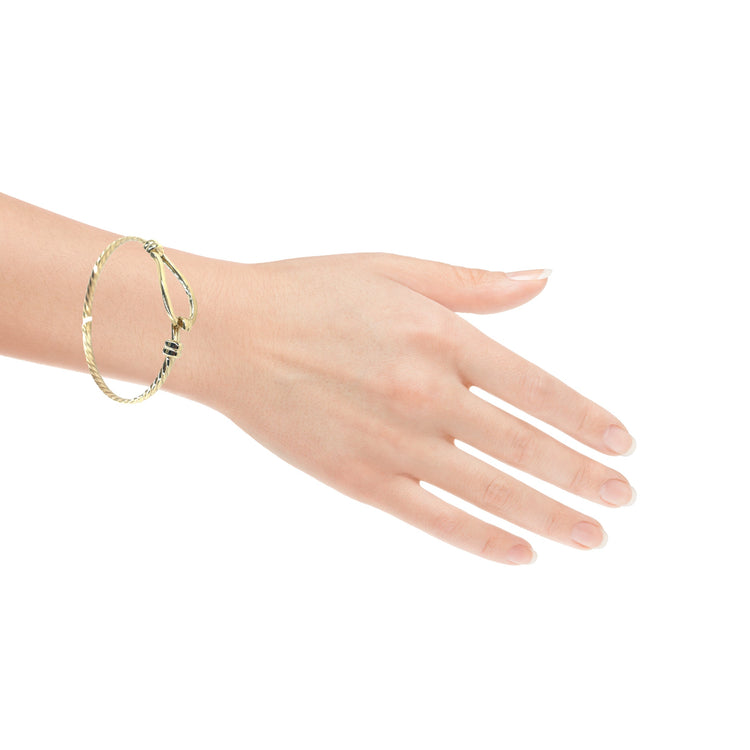 Women’s 9ct Yellow Gold Hook Eye Closure Bangle - 12.9g - Hyman’s Jewellers