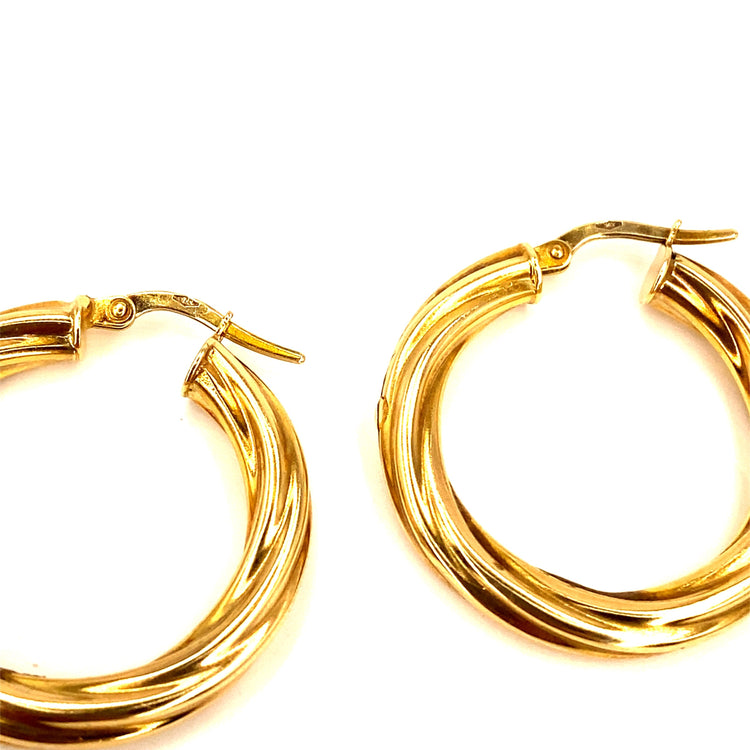 Women’s 9ct Yellow Gold Medium Slip Twist Hoops - Hyman’s Jewellers