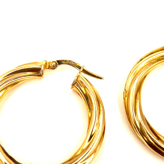 Women’s 9ct Yellow Gold Medium Slip Twist Hoops - Hyman’s Jewellers