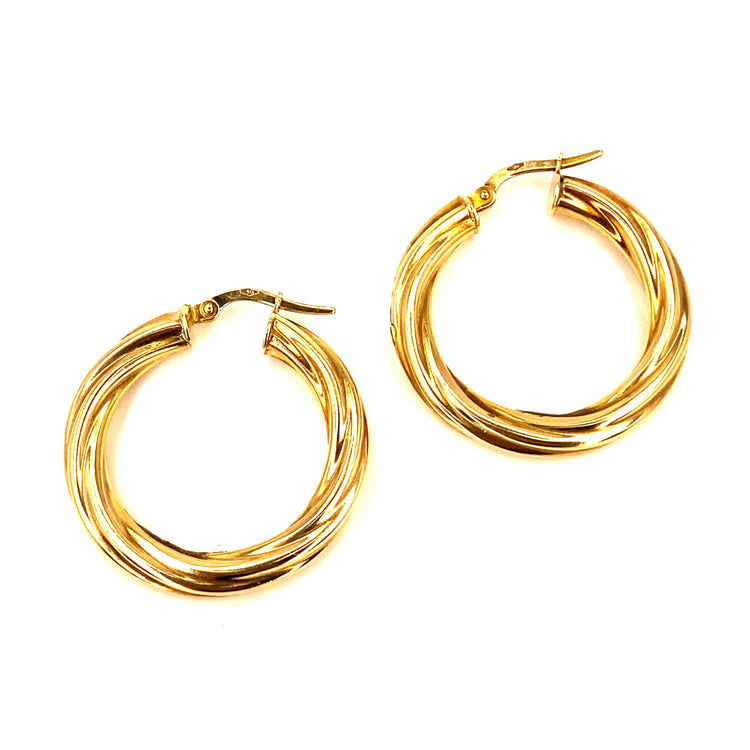 Women’s 9ct Yellow Gold Medium Slip Twist Hoops - Hyman’s Jewellers