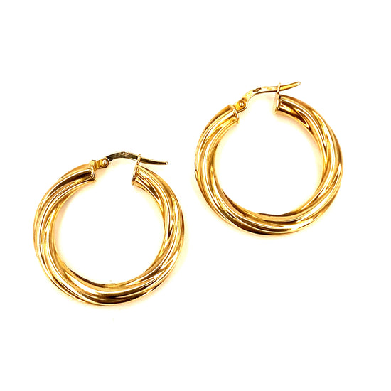 Women’s 9ct Yellow Gold Medium Slip Twist Hoops - Hyman’s Jewellers
