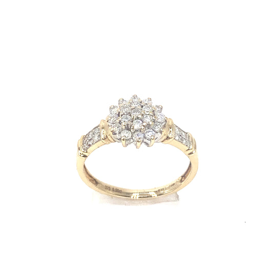 Women’s 9ct Yellow Gold Natural Diamond Flower Cluster Ring - 0.50ct - Hyman’s Jewellers