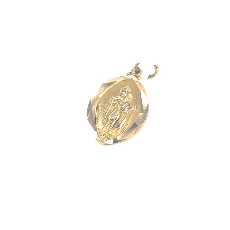 Women’s 9ct Yellow Gold Oval St Christopher Pendant - 1.2g 1.8cm - Hyman’s Jewellers
