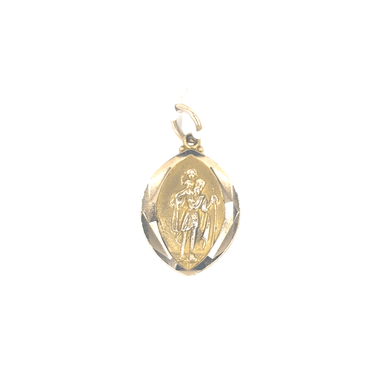 Women’s 9ct Yellow Gold Oval St Christopher Pendant - 1.2g 1.8cm - Hyman’s Jewellers