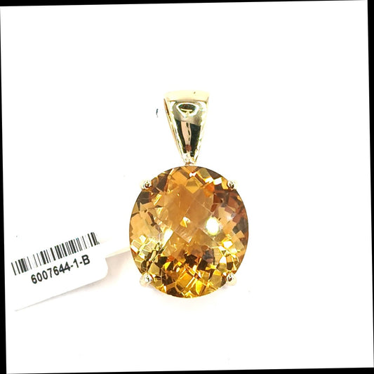 Women's 9ct Yellow Gold Pendant with Oval Brilliant Cut Citrine - Hyman’s Jewellers