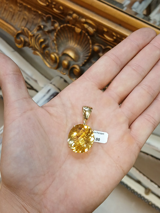 Women's 9ct Yellow Gold Pendant with Oval Brilliant Cut Citrine - Hyman’s Jewellers