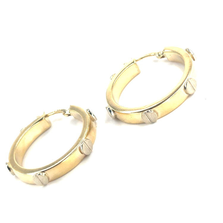 Women’s 9ct Yellow Gold Screw Hoop Earrings - 3.5g - Hyman’s Jewellers