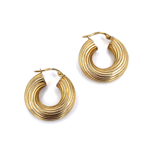 Women’s 9ct Yellow Gold Small Chunky Hollow Hoops - 3.4g - Hyman’s Jewellers