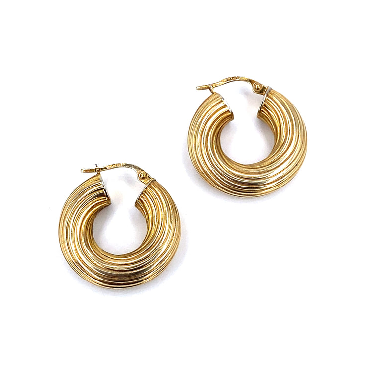 Women’s 9ct Yellow Gold Small Chunky Hollow Hoops - 3.4g - Hyman’s Jewellers
