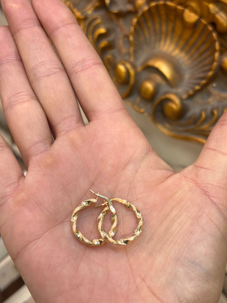 Women’s 9ct Yellow Gold Small Twisted Hoop Earrings - Hyman’s Jewellers