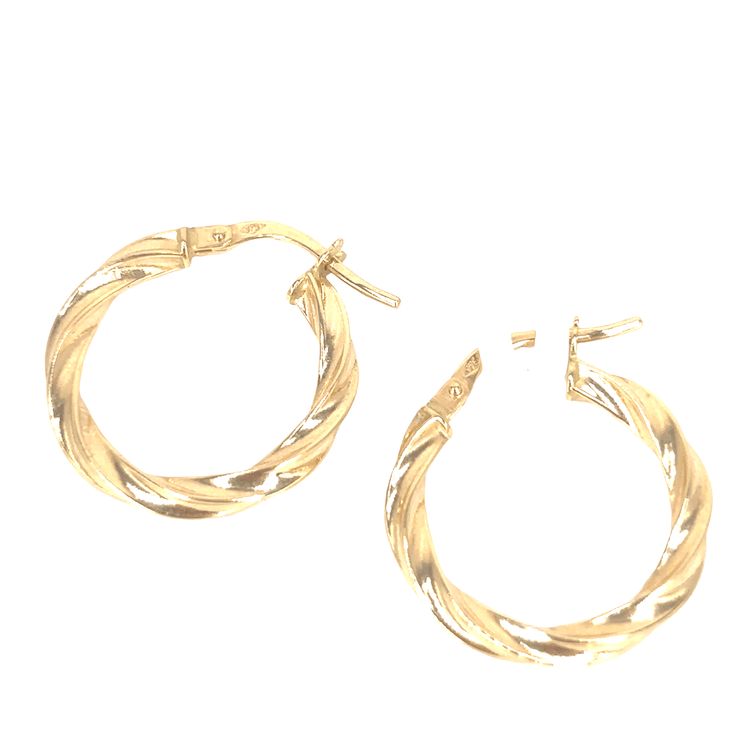 Women’s 9ct Yellow Gold Small Twisted Hoop Earrings - Hyman’s Jewellers