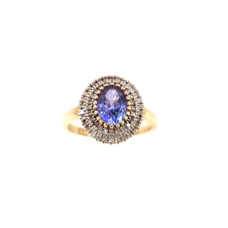 Women’s 9ct Yellow Gold Tanzanite Diamond Ring - 0.50ct - Hyman’s Jewellers