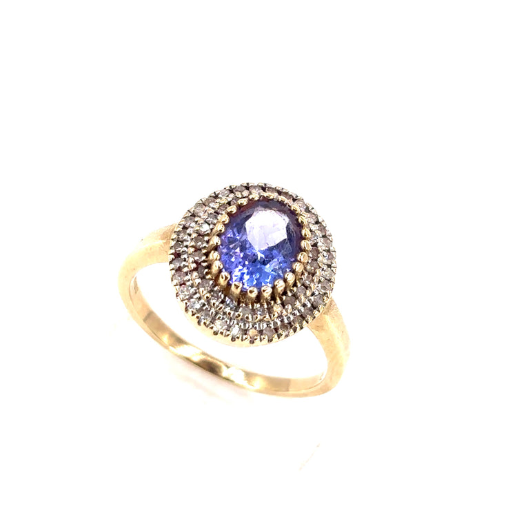 Women’s 9ct Yellow Gold Tanzanite Diamond Ring - 0.50ct - Hyman’s Jewellers