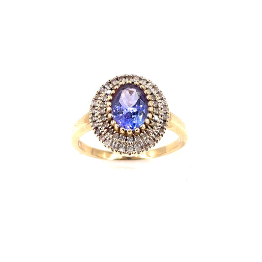 Women’s 9ct Yellow Gold Tanzanite Diamond Ring - 0.50ct - Hyman’s Jewellers