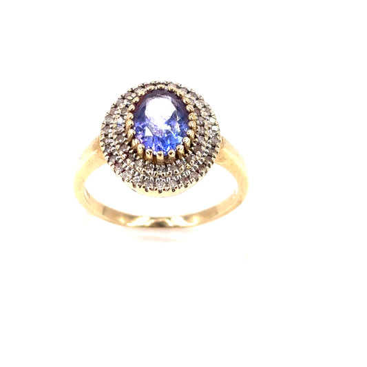 Women’s 9ct Yellow Gold Tanzanite Diamond Ring - 0.50ct - Hyman’s Jewellers