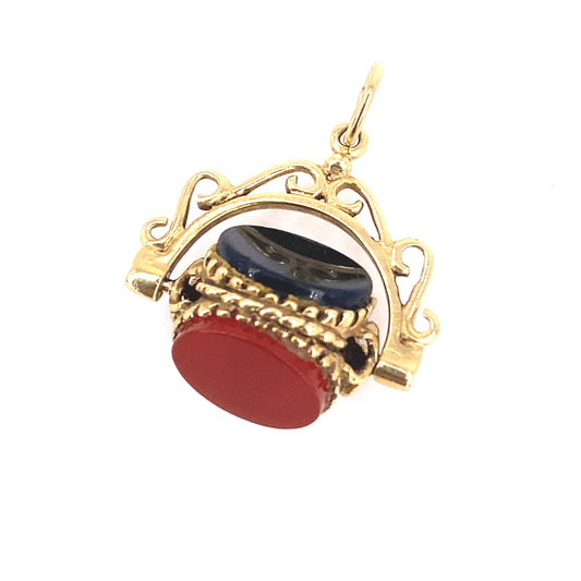 Women’s 9ct Yellow Gold Tri Stone Set Articulated Fob - 3.1g - Hyman’s Jewellers