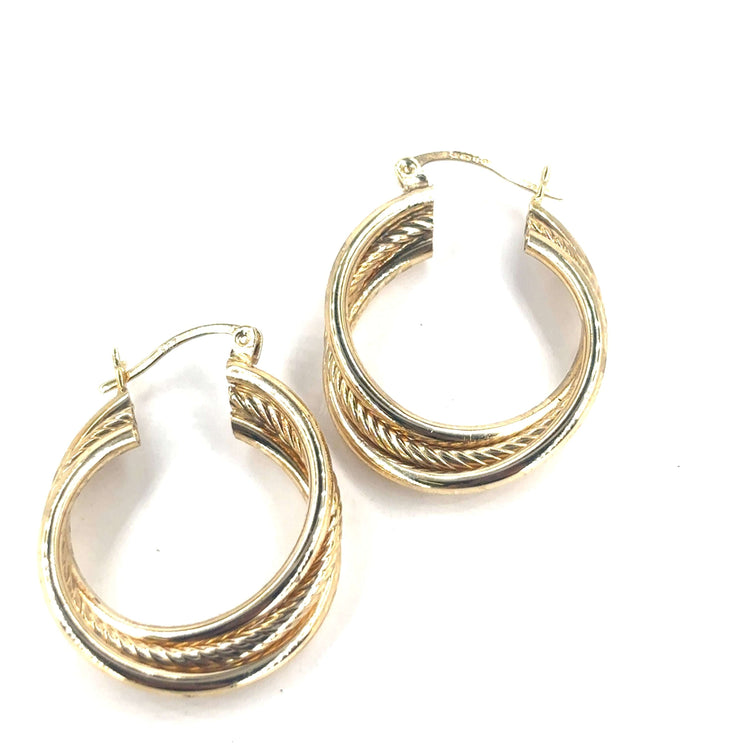 Women’s 9ct Yellow Gold Twist Hoop Earrings - 3.6g - Hyman’s Jewellers