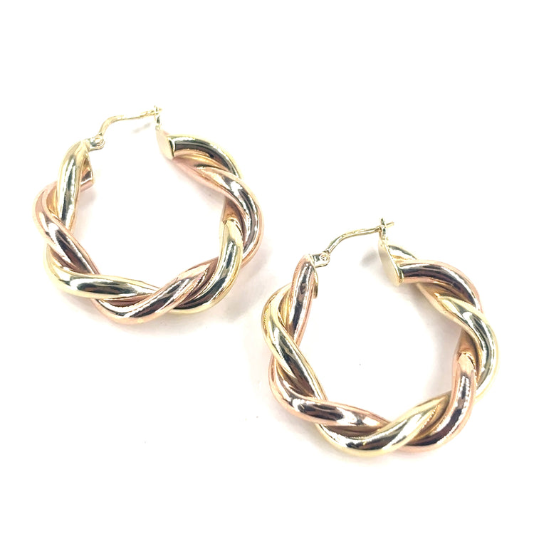 Women’s 9ct Yellow Gold Twist Hoop Earrings - 4.9g - Hyman’s Jewellers