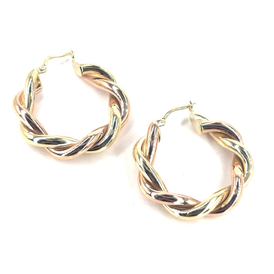 Women’s 9ct Yellow Gold Twist Hoop Earrings - 4.9g - Hyman’s Jewellers