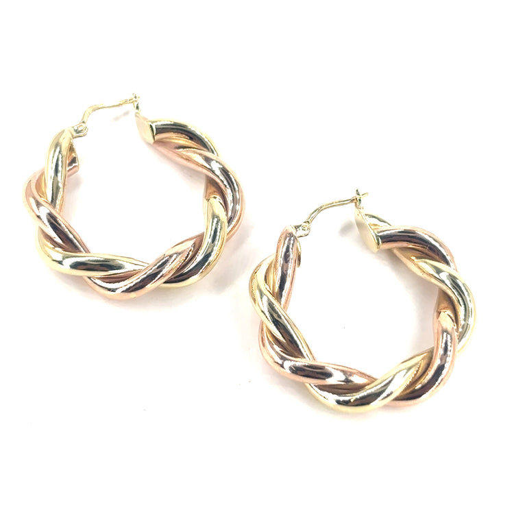 Women’s 9ct Yellow Gold Twist Hoop Earrings - 4.9g - Hyman’s Jewellers