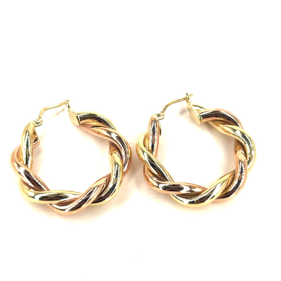 Women’s 9ct Yellow Gold Twist Hoop Earrings - 4.9g - Hyman’s Jewellers