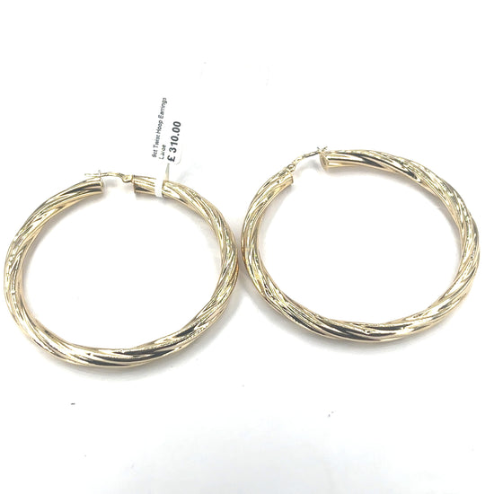 Women’s 9ct Yellow Gold Twist Hoop Earrings - 6g - Hyman’s Jewellers