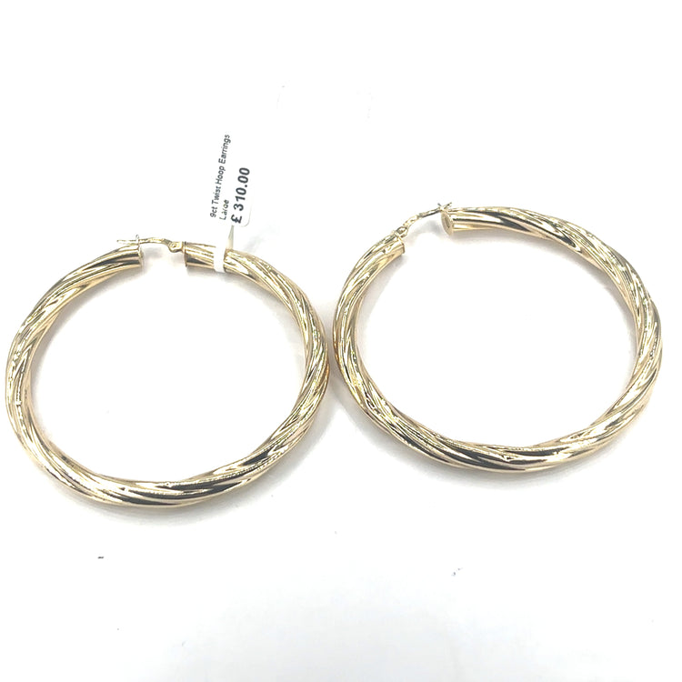 Women’s 9ct Yellow Gold Twist Hoop Earrings - 6g - Hyman’s Jewellers