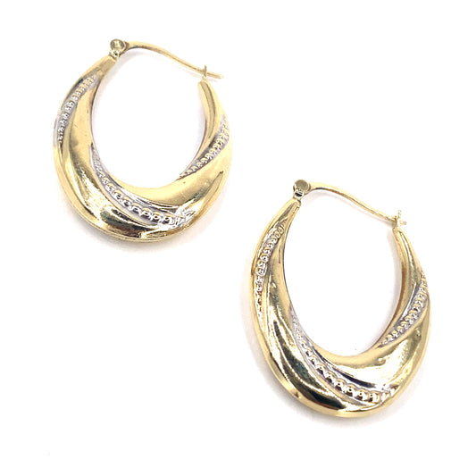 Women’s 9ct Yellow Gold Twist Hoops Two Tone - Hyman’s Jewellers