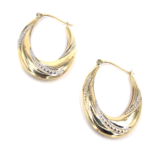 Women’s 9ct Yellow Gold Twist Hoops Two Tone - Hyman’s Jewellers
