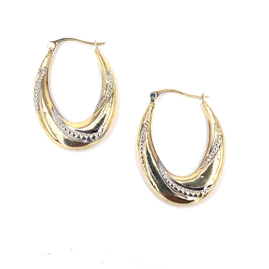 Women’s 9ct Yellow Gold Twist Hoops Two Tone - Hyman’s Jewellers