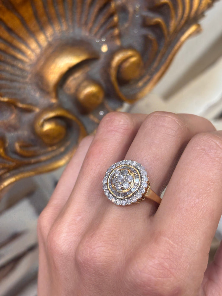 Women’s 9ct Yellow Gold Vintage Diamond Statement Ring - 1.00ct - Hyman’s Jewellers
