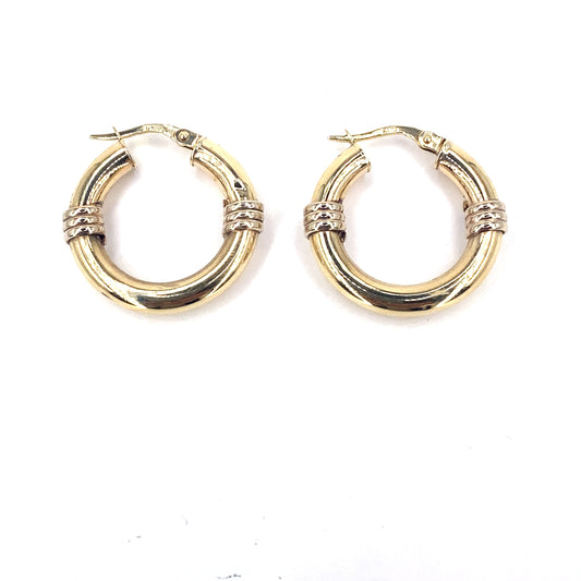 Women’s 9ct Yellow Gold Vintage Hollow Hoop Earrings - Hyman’s Jewellers