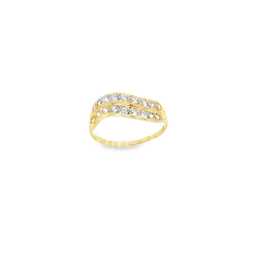 Women’s 9ct Yellow Gold Wave Cz Ring - 1.7g Size M - Hyman’s Jewellers