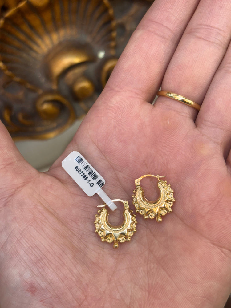Women’s 9ct Yellow Gold Yellow Gold Creole Spike Ball Hoop Earrings - XS - Hyman’s Jewellers