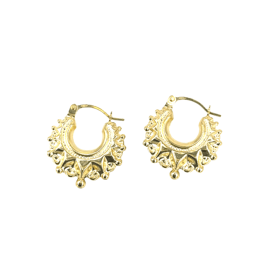 Women’s 9ct Yellow Gold Yellow Gold Creole Spike Ball Hoop Earrings - XS - Hyman’s Jewellers
