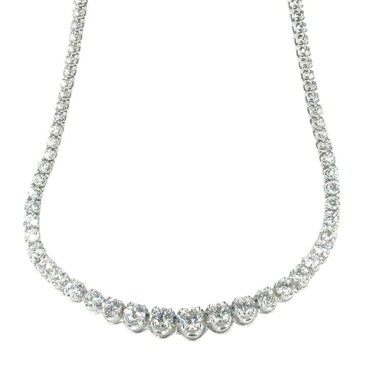 Women’s Brilliant Round Cut Diamond Tennis Necklace in 14ct White Gold - 17cts - Hyman’s Jewellers