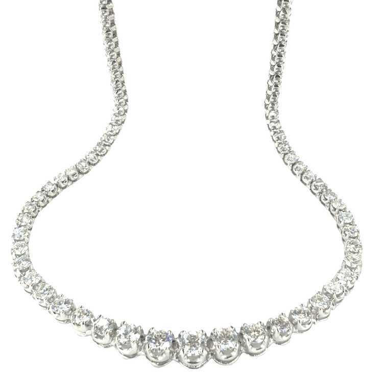 Women’s Brilliant Round Cut Diamond Tennis Necklace in 14ct White Gold - 17cts - Hyman’s Jewellers