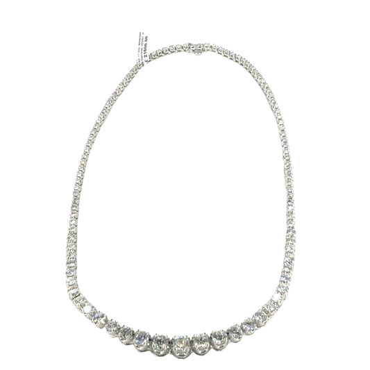 Women’s Brilliant Round Cut Diamond Tennis Necklace in 14ct White Gold - 17cts - Hyman’s Jewellers