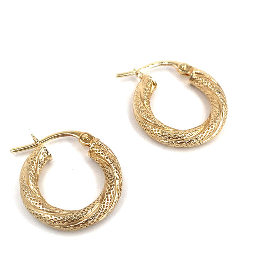 Women’s Brushed Twist Small Hoops - 1g - Hyman’s Jewellers