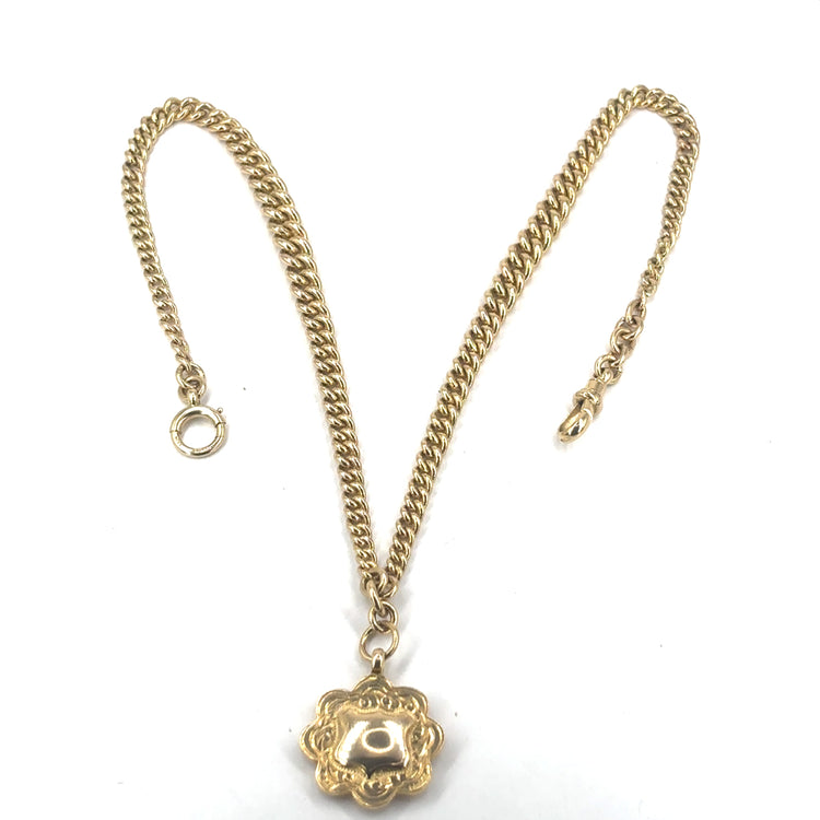 Women’s Double Albert Chain & Fob Pendant Necklace - 30g - Hyman’s Jewellers