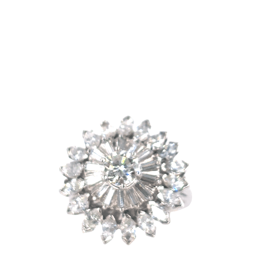 Women’s Platinum Flower Cocktail Ring with Round Brilliant Diamonds - 1.70ct - Hyman’s Jewellers