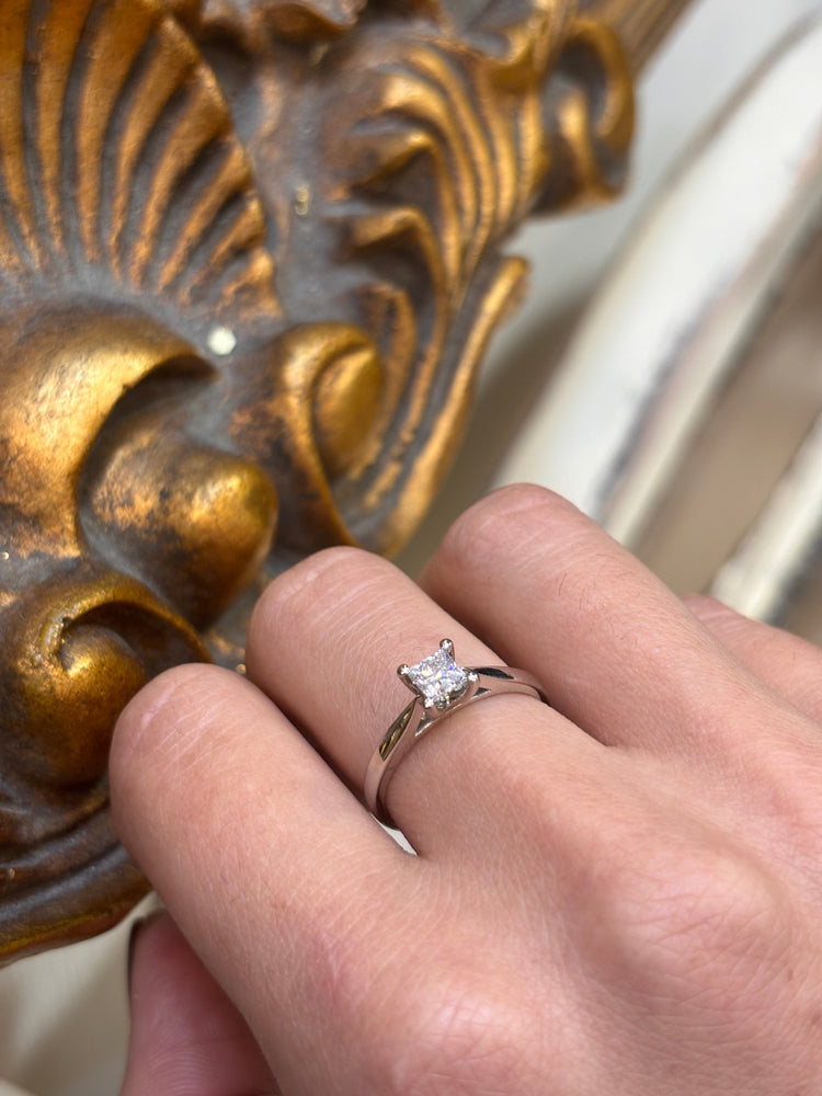 Women’s Platinum Solitaire Ring with Princess Cut Diamond - 0.35ct - Hyman’s Jewellers
