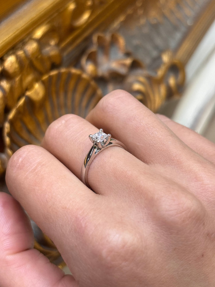 Women’s Platinum Solitaire Ring with Princess Cut Diamond - 0.35ct - Hyman’s Jewellers
