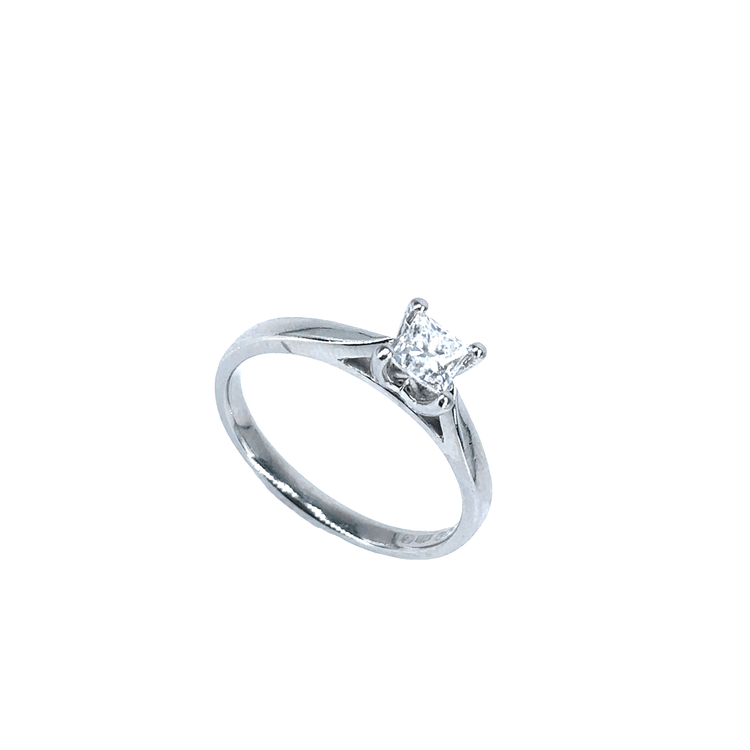 Women’s Platinum Solitaire Ring with Princess Cut Diamond - 0.35ct - Hyman’s Jewellers