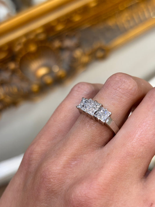 Women’s Platinum White Gold Multistone Ring with Princess Cut Diamonds - 4.9g 0.70ct - Hyman’s Jewellers