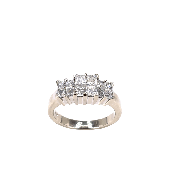 Women’s Platinum White Gold Multistone Ring with Princess Cut Diamonds - 4.9g 0.70ct - Hyman’s Jewellers