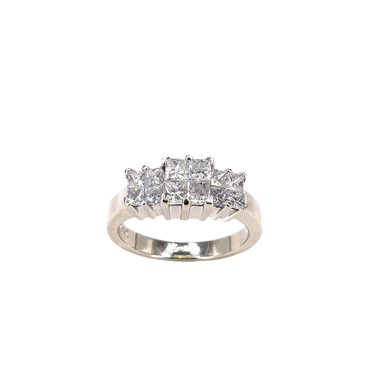 Women’s Platinum White Gold Multistone Ring with Princess Cut Diamonds - 4.9g 0.70ct - Hyman’s Jewellers