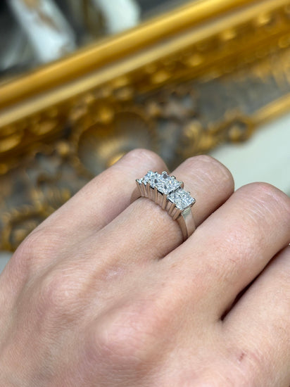 Women’s Platinum White Gold Multistone Ring with Princess Cut Diamonds - 4.9g 0.70ct - Hyman’s Jewellers